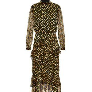 NWT Saloni Isa Ruffle Midi Dress US 2